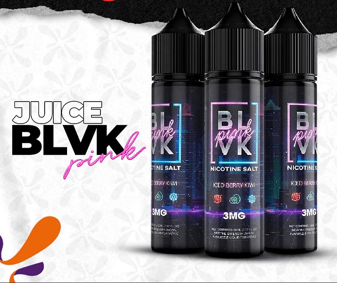 BLVK Pink Series E-juice 3mg 60ml Iced Berry Kiwi flavor with nicotine salt. Flavorful vaping option in Food, Beverages & Tobacco category.