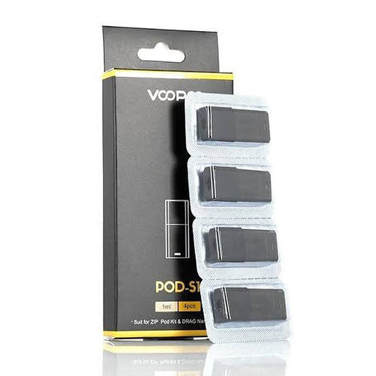 Voopoo Drag Nano Pods - Vape Essentials | Compact Design, 4-pack refillable pods with 1.0ml capacity for Drag Nano system, sealed in blister pack.