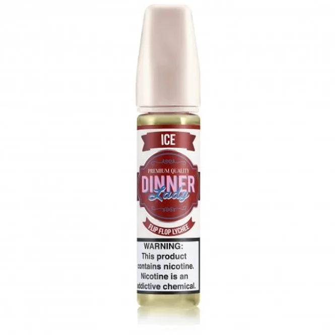 DINNER LADY E-LIQUID 60ML - Premium Vape Juice in Flip Flop Lychee ICE flavor, a tropical lychee blend with a cooling menthol effect.