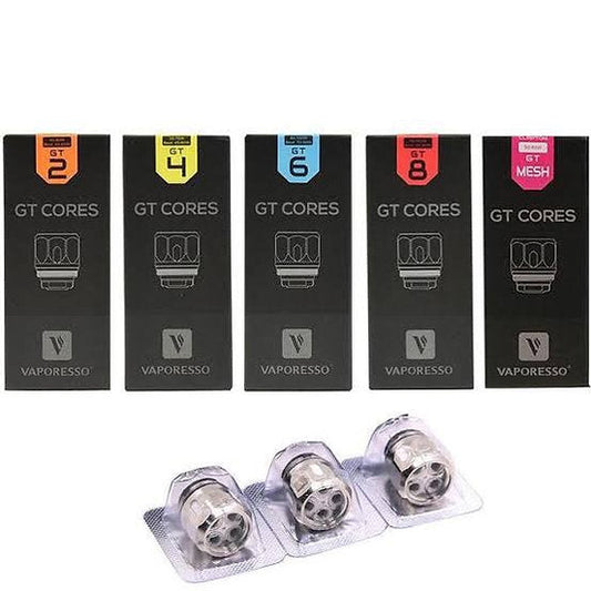 Vaporesso GT Core Coils - Optimal Performance in assorted resistances for NRG and Cascade tanks. Includes GT2, GT4, GT6, GT8, and GT Mesh coils.