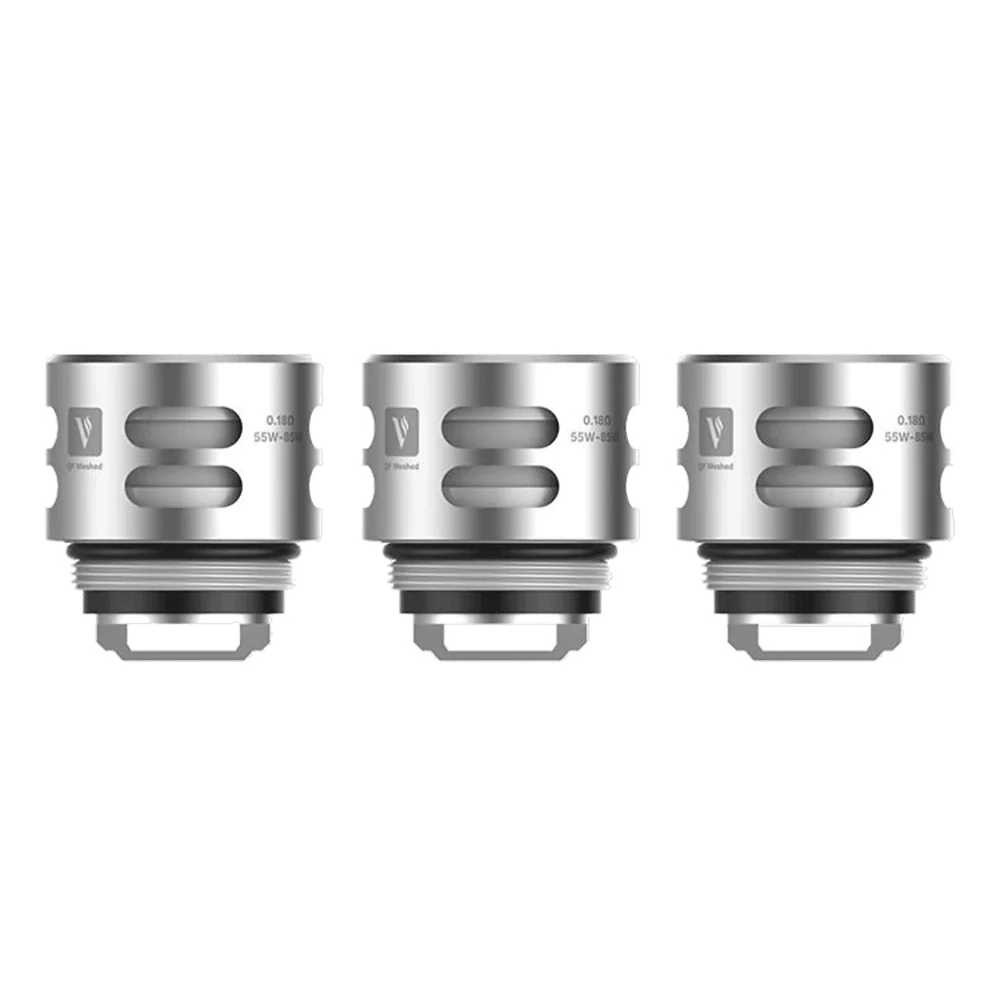 Three Vaporesso SKRR QF sub ohm coils lined up, designed for Luxe Kit with Flex Fibre wicks for clean flavor and high VG e-liquid compatibility.