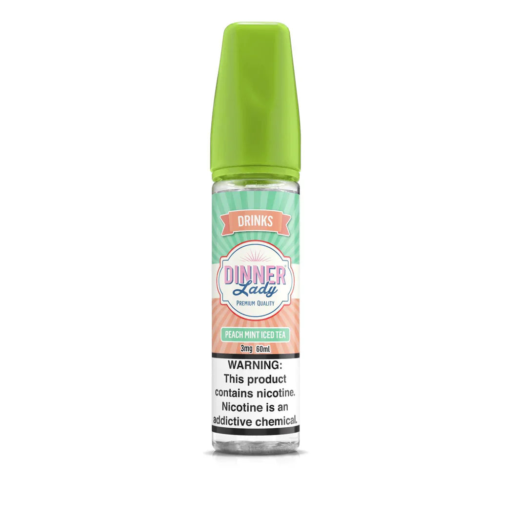 DINNER LADY E-LIQUID 60ML - Premium Vape Juice in Peach Mint Iced Tea flavor from the Drinks range, combining fruity tea with minty coolness.