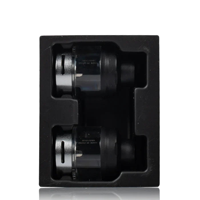 Two Vaporesso SWAG PX80 Replacement Pods in black foam tray, highlighting 4mL capacity and secure packaging.
