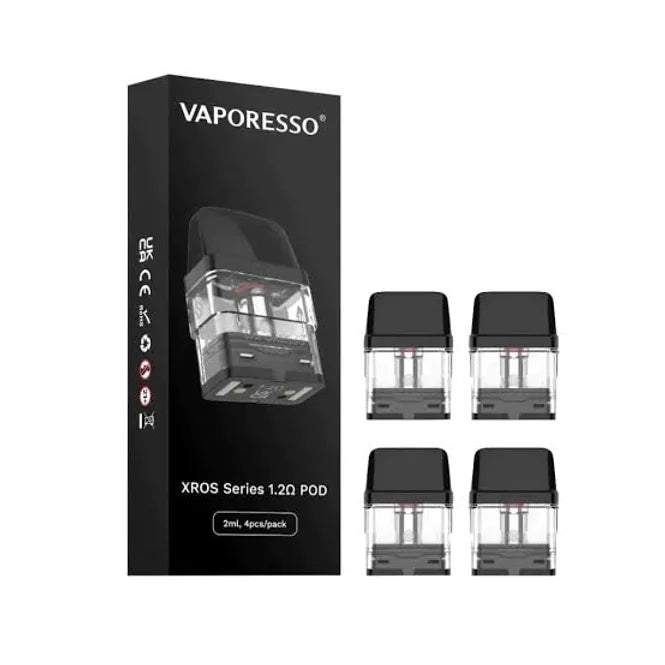 Vaporesso XROS Series 1.2Ω Replacement Pods India, 4-pack with 2mL capacity and visible juice level for smooth vaping experience.