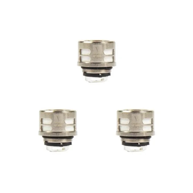 Set of three Vaporesso SKRR coils for Luxe Kit, featuring compact cylindrical design and mesh coil technology for optimal vaping performance.