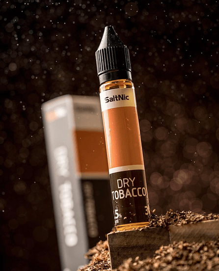 SaltNic Dry Tobacco E-Juice bottle with rich tobacco tones. Premium nicotine salt blend ideal for traditional tobacco flavor seekers.