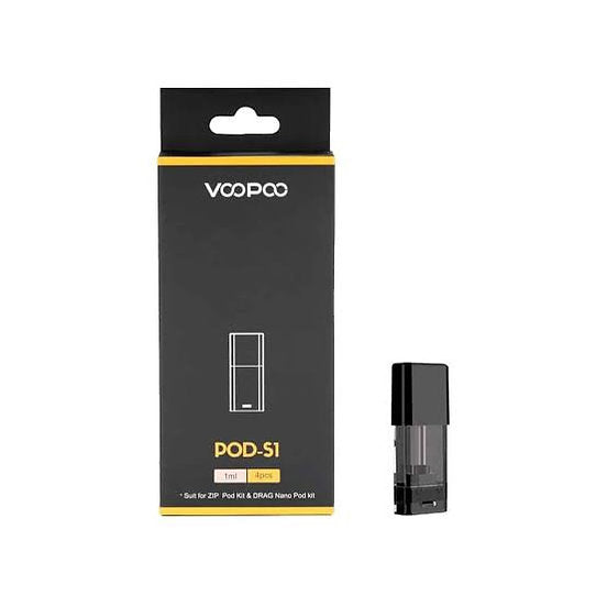 Voopoo Drag Nano Pods - Vape Essentials | Compact Design, single 1.0ml pod with built-in coil shown beside branded retail packaging.