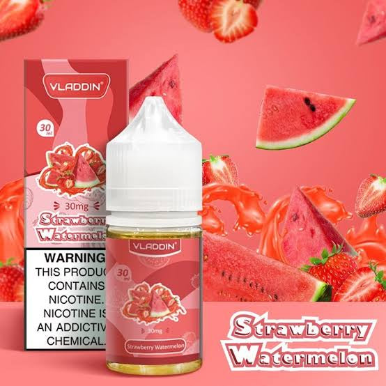 Vladdin Salt E-Juice 30ml - Nicotine Boost in Strawberry Watermelon flavor, ideal for smooth vaping with fruity freshness.