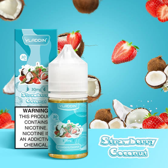 Vladdin Salt E-Juice 30ml - Nicotine Boost in Strawberry Coconut flavor, delivering a tropical and fruity blend for smooth vaping.