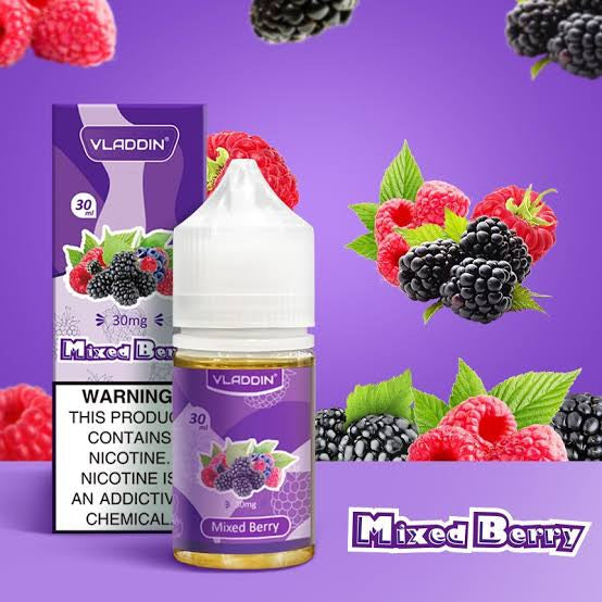 Vladdin Salt E-Juice 30ml - Nicotine Boost in Mixed Berry flavor, combining assorted berries for a rich and fruity vape.