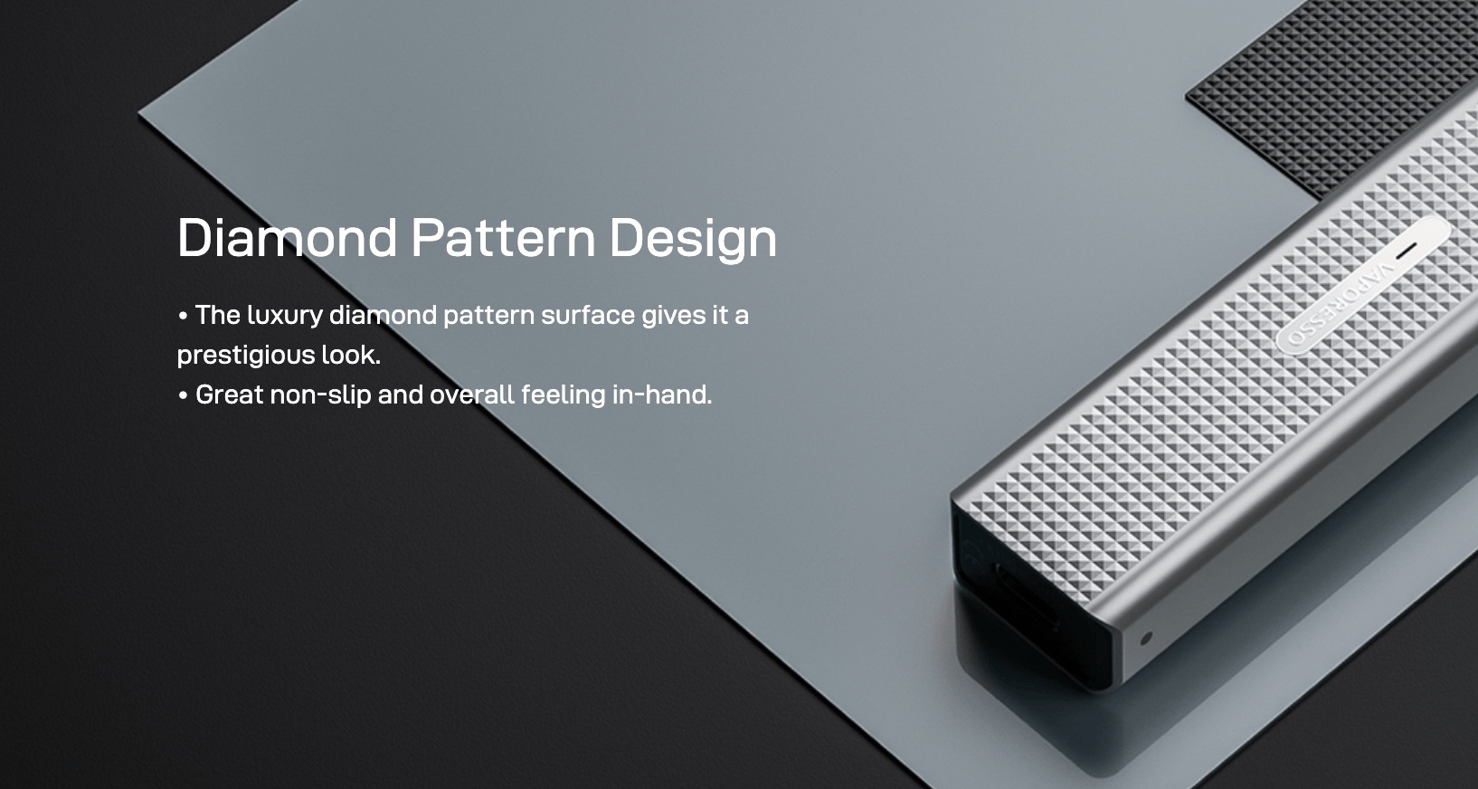 XROS MINI MTL Pod System shown with diamond pattern design, providing a luxurious, non-slip grip for enhanced vaping in Food, Beverages & Tobacco.