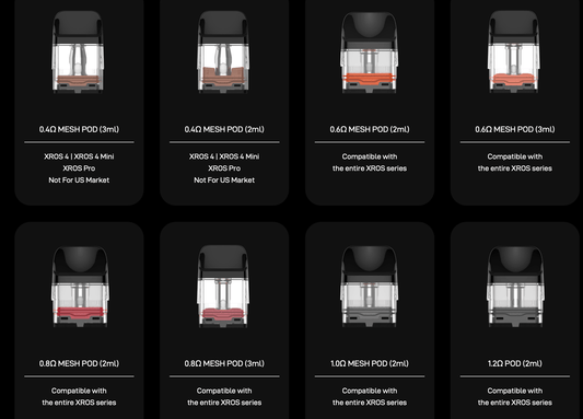 Vaporesso Xross Replacement Pods 0.4Ω mesh 3ml for XROS 4 & Mini,Compatible with Xross series vape devices.