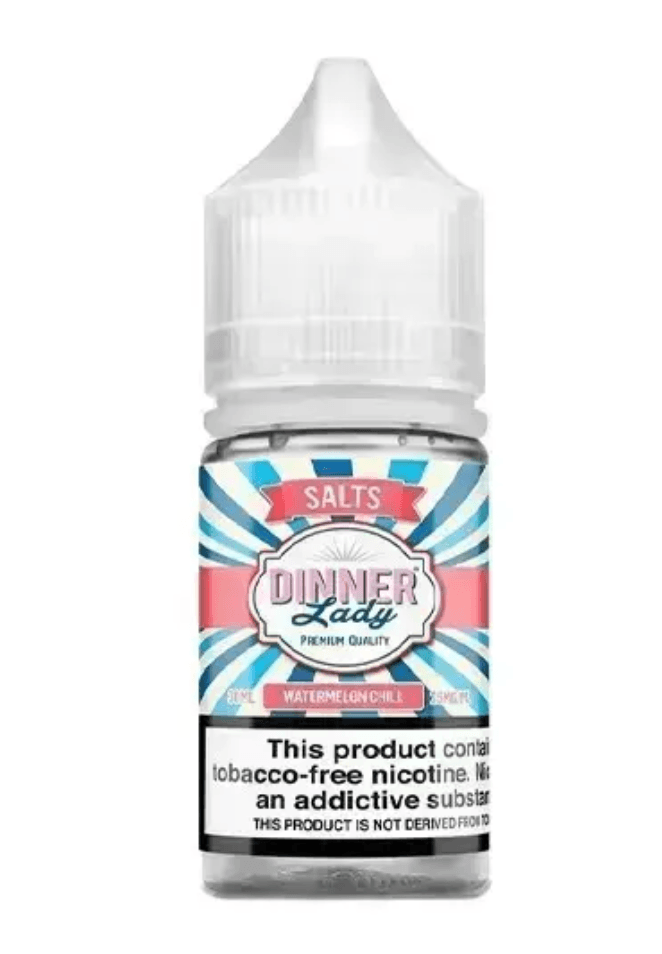 Dinner Lady Salts 50 MG Fruit Splash Ice nic salt e-liquid with red cap, premium UK-made vape juice for a smooth and icy vaping experience.