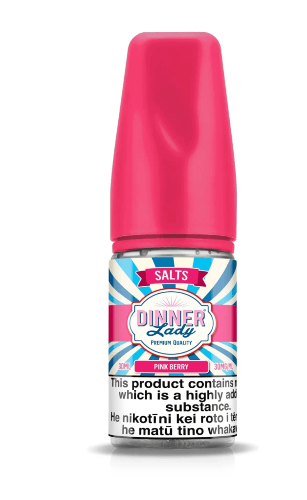 Dinner Lady Salts 50 MG Fruit Splash Ice nic salt e-liquid with red cap, premium UK-made vape juice for a smooth and icy vaping experience.