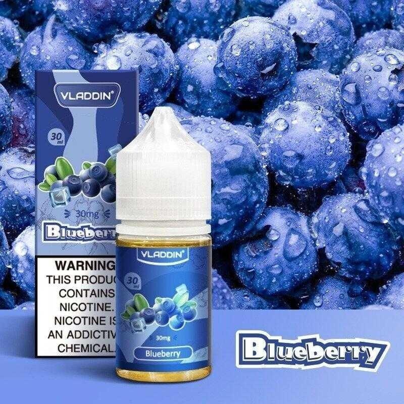 Vladdin Salt E-Juice 30ml - Nicotine Boost in Blueberry flavor, offering a sweet and juicy berry vape for smooth nicotine delivery.