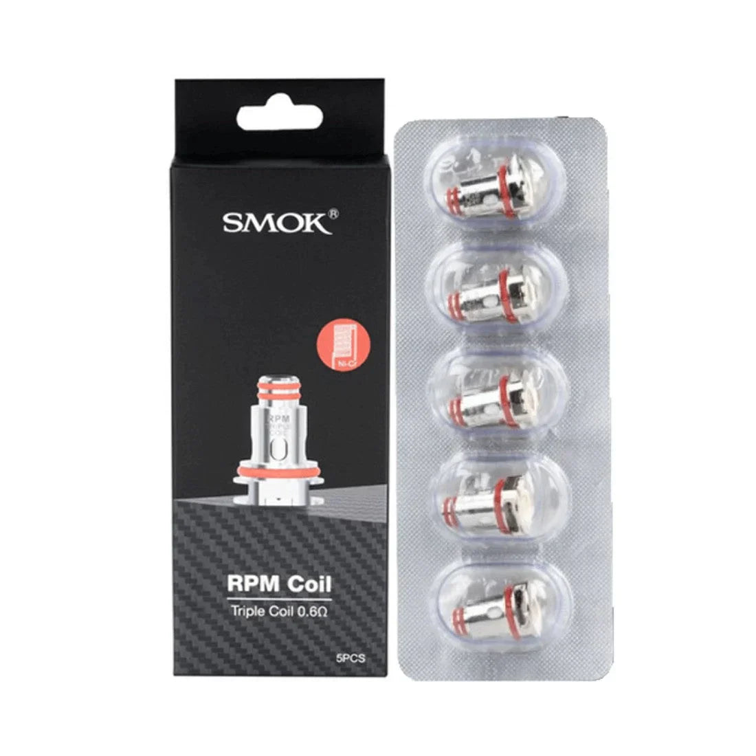 SMOK RPM Triple Coil 0.6ohm 5-pack for RPM40 devices, designed for rich flavor and consistent vaping performance. Compatible and rebuildable.