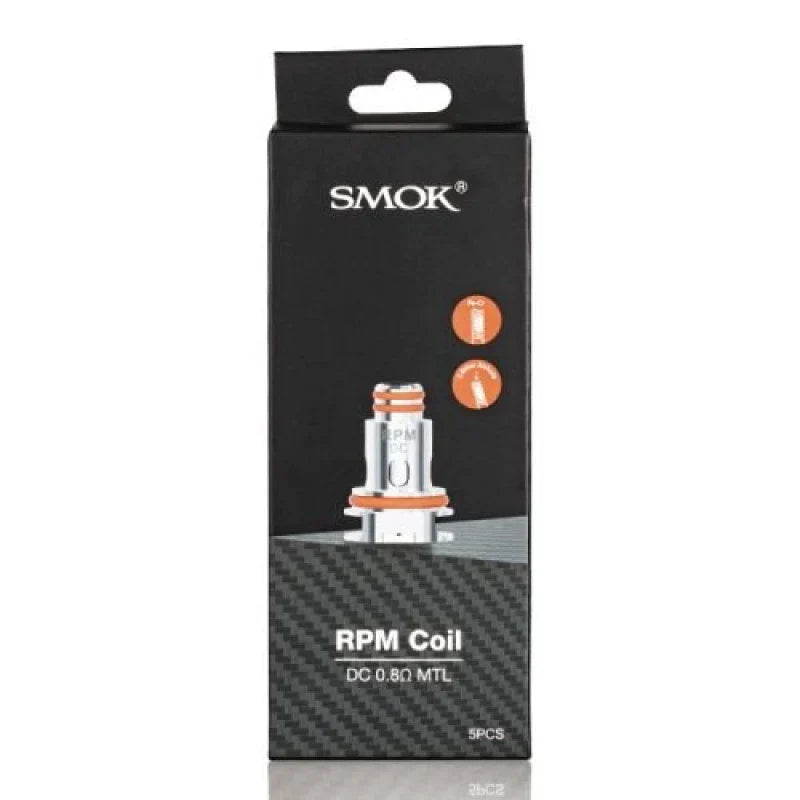 SMOK RPM DC 0.8ohm MTL Coils 5-pack for RPM40, perfect for mouth-to-lung vaping. Rebuildable and compatible with Nord coil systems.