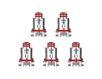 Five SMOK RPM Mesh Coils 0.4ohm for RPM40, offering enhanced vapor and flavor. Compatible with SMOK Nord series and rebuildable.