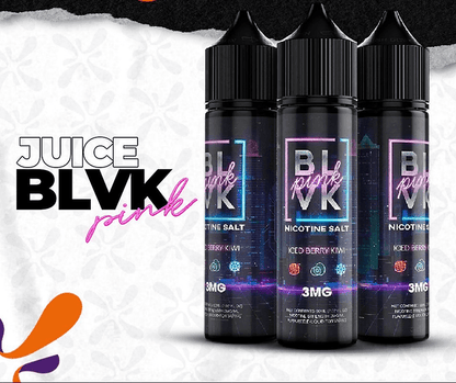 BLVK Pink Series E-juice 3mg 60ml Iced Berry Kiwi flavor with nicotine salt. Flavorful vaping option in Food, Beverages & Tobacco category.