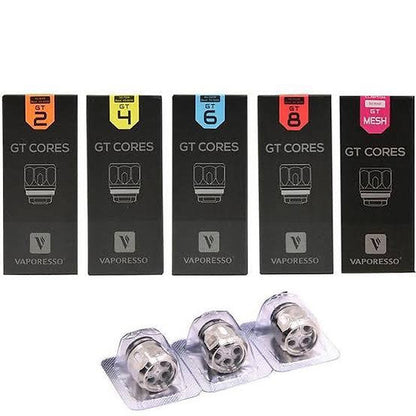 Vaporesso GT Core Coils - Optimal Performance in assorted resistances for NRG and Cascade tanks. Includes GT2, GT4, GT6, GT8, and GT Mesh coils.