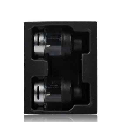 Two Vaporesso SWAG PX80 Replacement Pods in black foam tray, highlighting 4mL capacity and secure packaging.