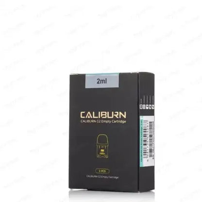 Box of Uwell Caliburn G2 Pods featuring 2mL capacity and press fit coil system, ideal for efficient and clean vaping experience.