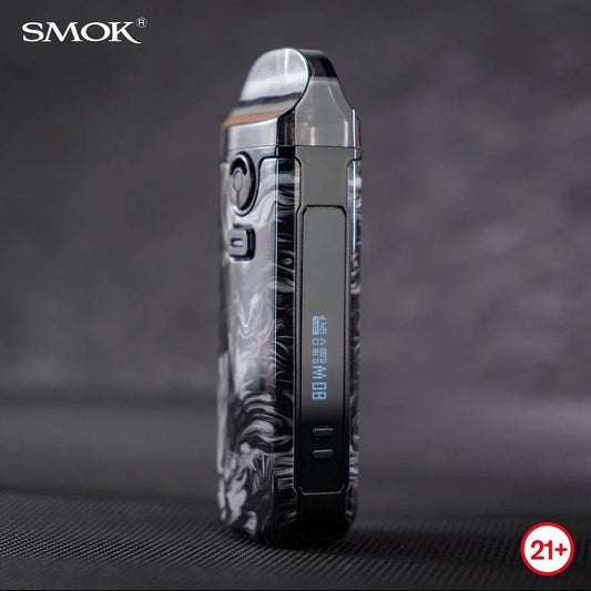 SMOK Nord 4 80W Pod Kit with 2000mAh battery in black marble finish, featuring OLED display and dual airflow control for optimal vaping.