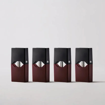 JUUL Virginia Tobacco Pods 5% shown in a row, highlighting sleek design and rich tobacco flavor for adult smokers seeking 5% nicotine strength.