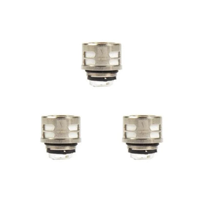 Set of three Vaporesso SKRR coils for Luxe Kit, featuring compact cylindrical design and mesh coil technology for optimal vaping performance.