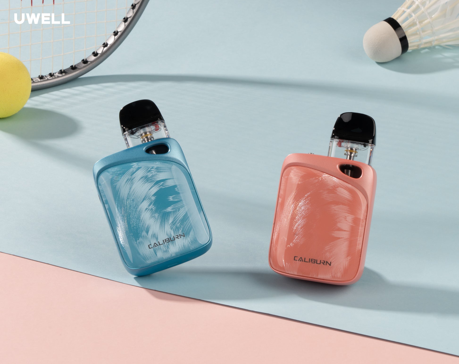 Caliburn G4 Pro KOKO Pod System Kit in blue and pink with sleek, compact design, ideal for stylish vaping in the Food, Beverages & Tobacco category.