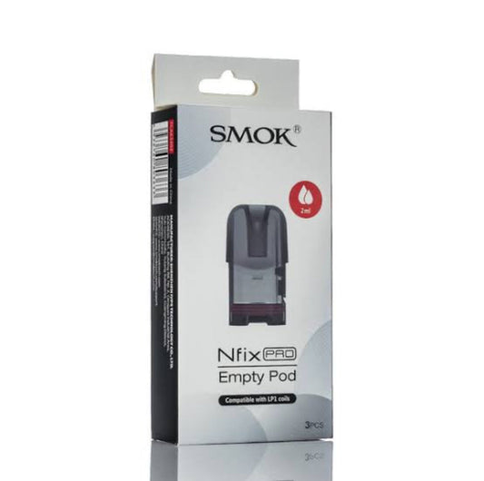 SMOK Nfix Pro Cartridges 2ml - Replacement Pods 3pcs retail box for LP1 coils, ideal for MTL vaping with SMOK Nfix Pro 25W Pod System.