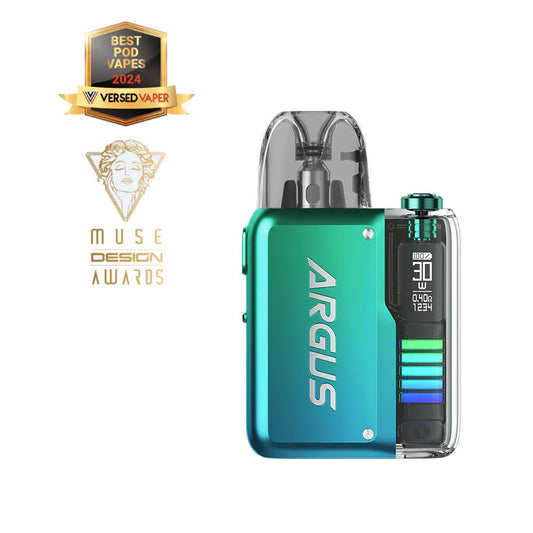 Vopoo Argus P2 vape in gradient green-blue finish with digital display, awarded Best Pod Vapes 2024, available in India Karnataka.